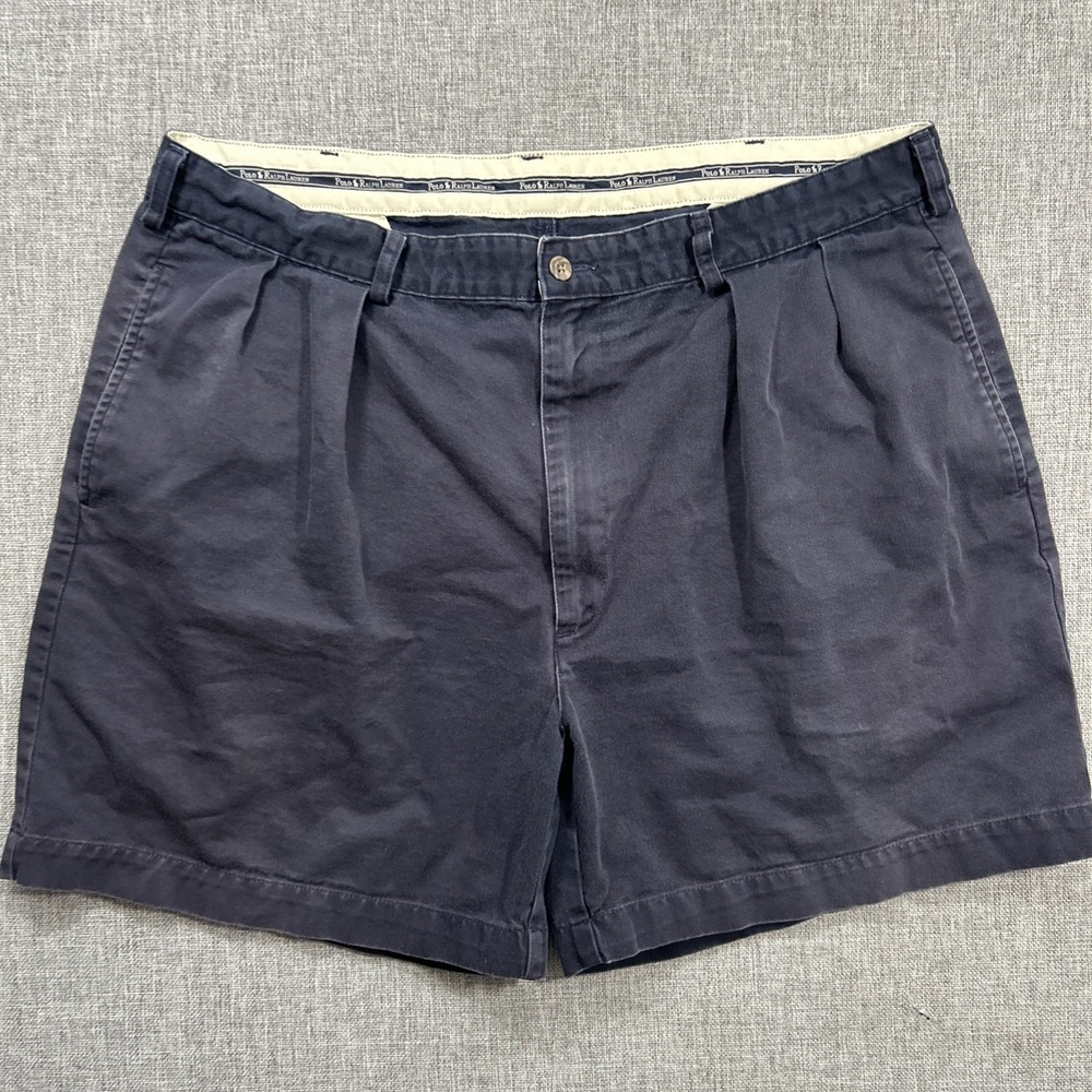 Vintage Polo Ralph Lauren Andrew Short Mens 40 Fits 36 Navy Blue Pleated USA 90s